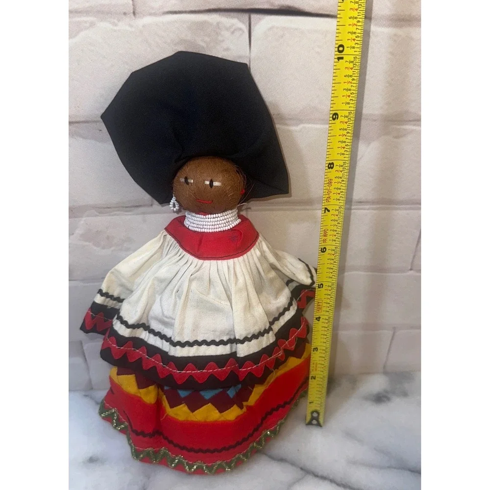 Vintage Handmade Nut Head Seminole Folk Art Doll Traditional Cultural Dress 10